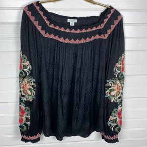 Sundance Embroidered Peasant Blouse Size Medium